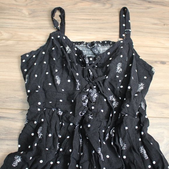 Torrid Black & White Pineapple Polka Dot Flowy Summer Dress 0 - Picture 2 of 9